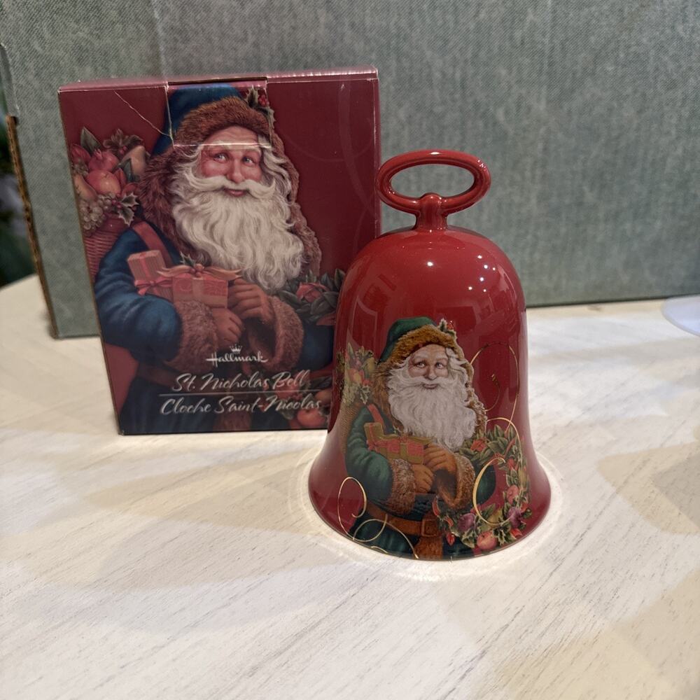 Hallmark Keepsake St. Nicholas Bell 2004 Cloche Red Christmas To Remember NWOT